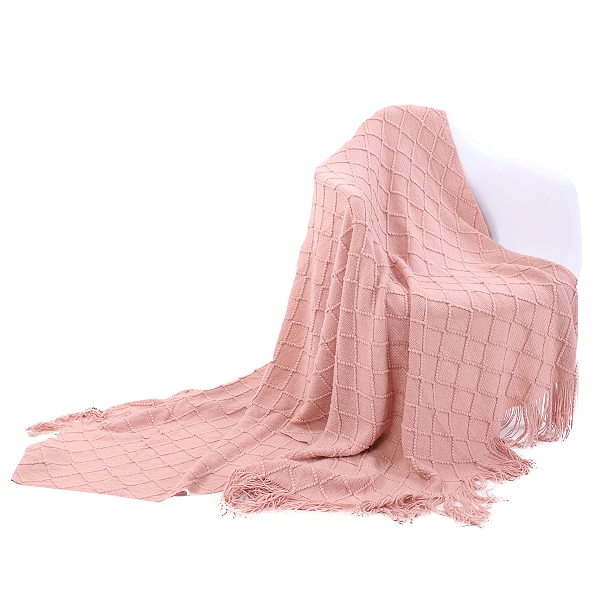 Оливково е Акриловые Вязаные пледы Одеяло супер мягкий текстурированный твердый