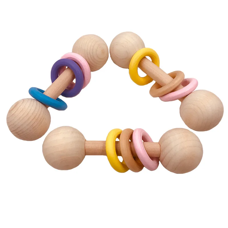 

1Pcs Baby Teether Toy Baby Rattles Toy Beech Wood Intelligence Training DIY Teething Bite Stick Molar Rod Educational Toys