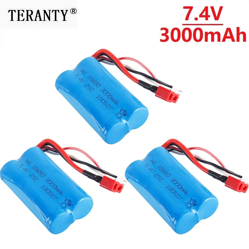 Литий Полимерный Аккумулятор 7 4 В 3000 мАч 18650 2S T разъем для Q46 Wltoys 10428 /12428/12423