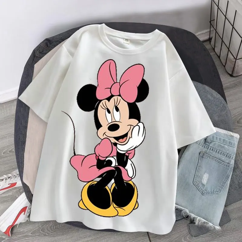 Женская футболка Disney с принтом Минни Маус Повседневная Блузка коротким рукавом