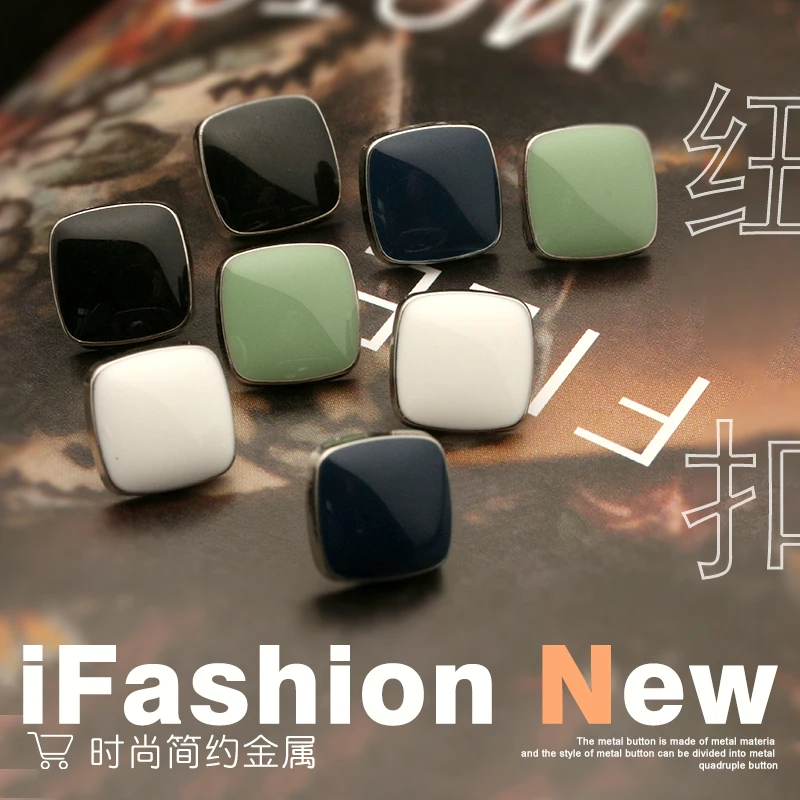 11 мм кнопки для одежды женская рубашка квадратная кнопка металлическая черно