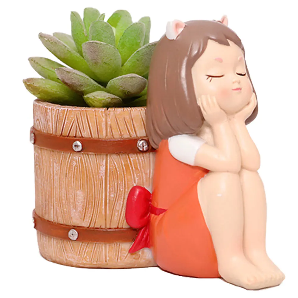 

Cute Girl Succulent Planters Flower Pot Garden Plant Pot Cactus Bonsai Planter For Home Office Vase Micro Landscape Decoration