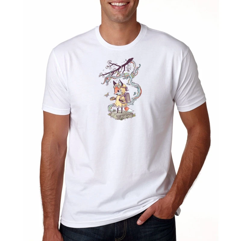 men Fox Design T Shirt Novelty Tops Cute T-shirt Short Sleeve Tees |