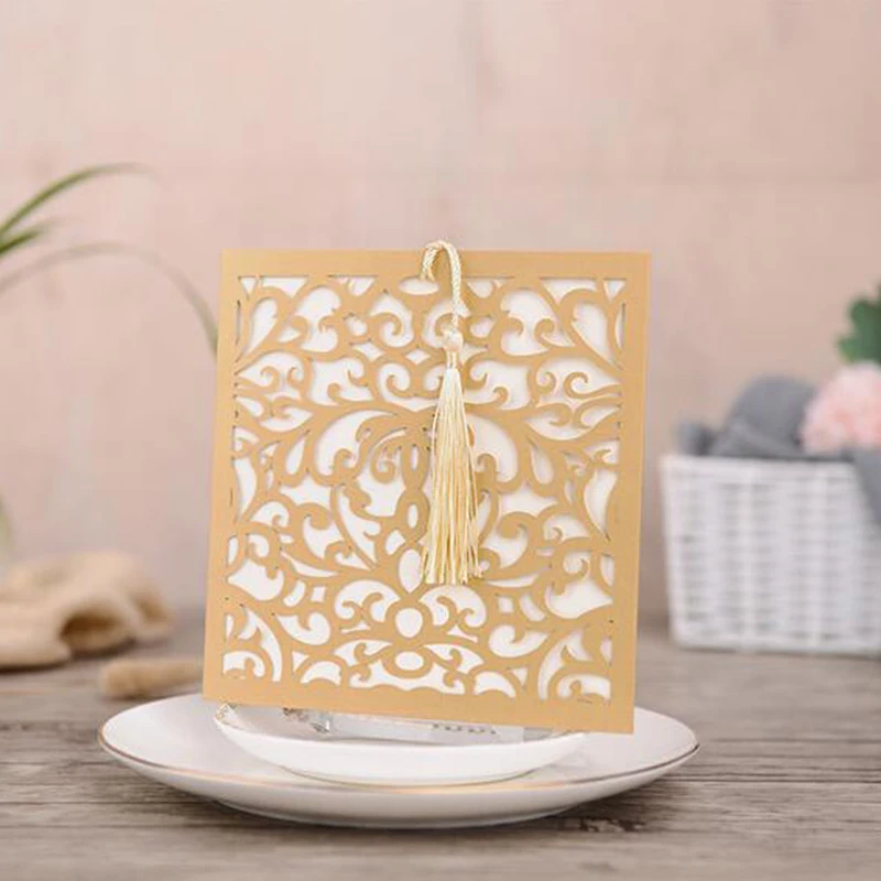 1 шт. образец лазерной резки свадебные пригласительные открытки квадратные