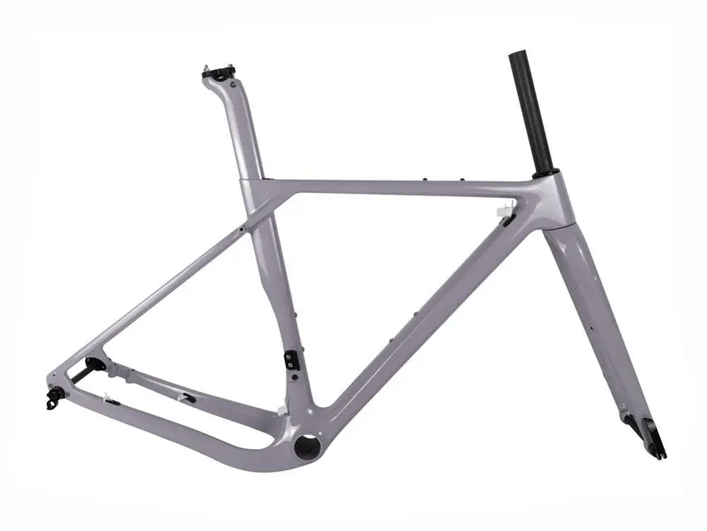 Gray Glossy Spcycle 700* 40C аэро карбоновая гравия велосипедная рама дисковый тормоз Велокросс, дорога рамы для велосипеда передние 100*15 мм задние 142*12 мм через ось - Цвет: Gray Glossy