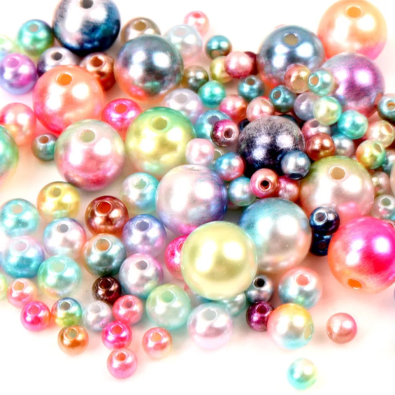 Круглые имитация радужных цветов пластиковые ABS жемчужные бусины для шитья