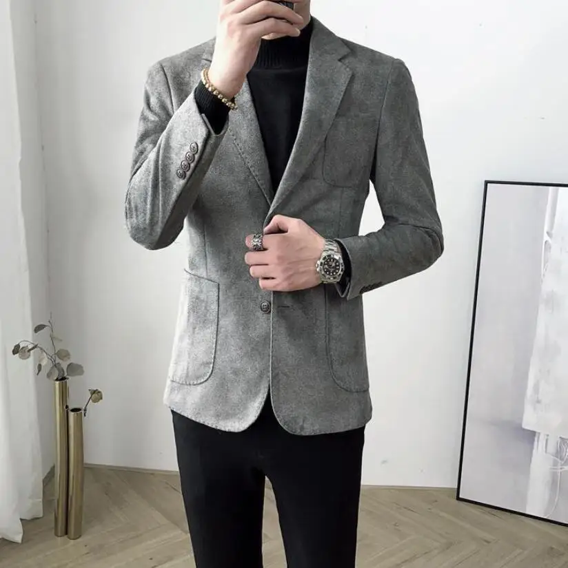 2022 Men Blazers British Style Blazer Masculino Wedding Business Casual Suit Jacket Streetwear Social Coat M-4XL