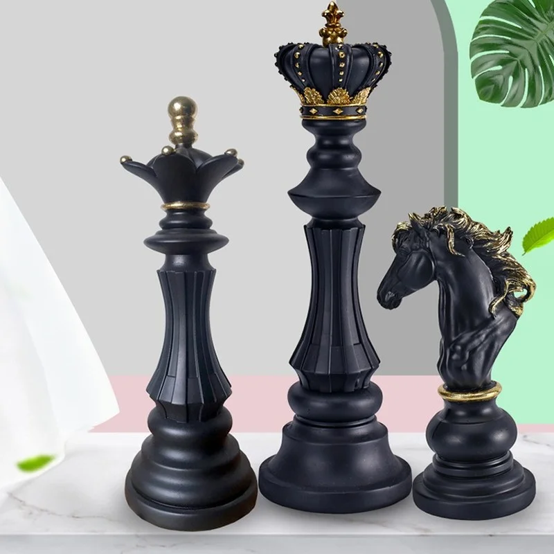 

Resin King Queen Knight Chess Pieces Board Games Accessories International Chess Figurines Retro Home Decor Chessmen Ornaments