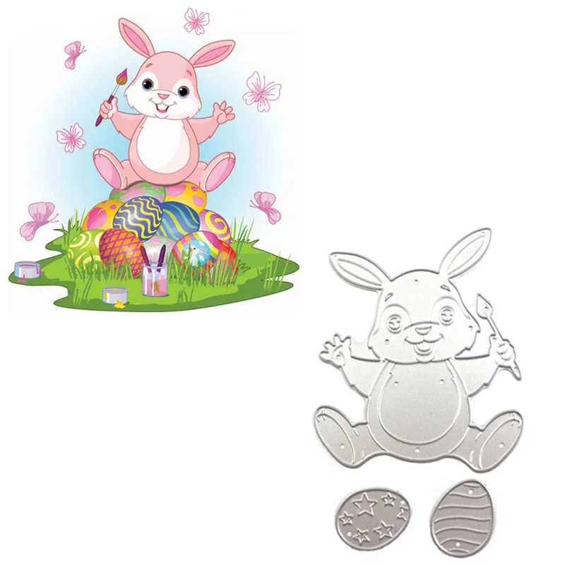 

Dolce Vita Bunny Dies Easter Word Metal Cutting Dies Rabbit Egg Craft Die Scrapbooking for DIY Photo Album Paper Card Template