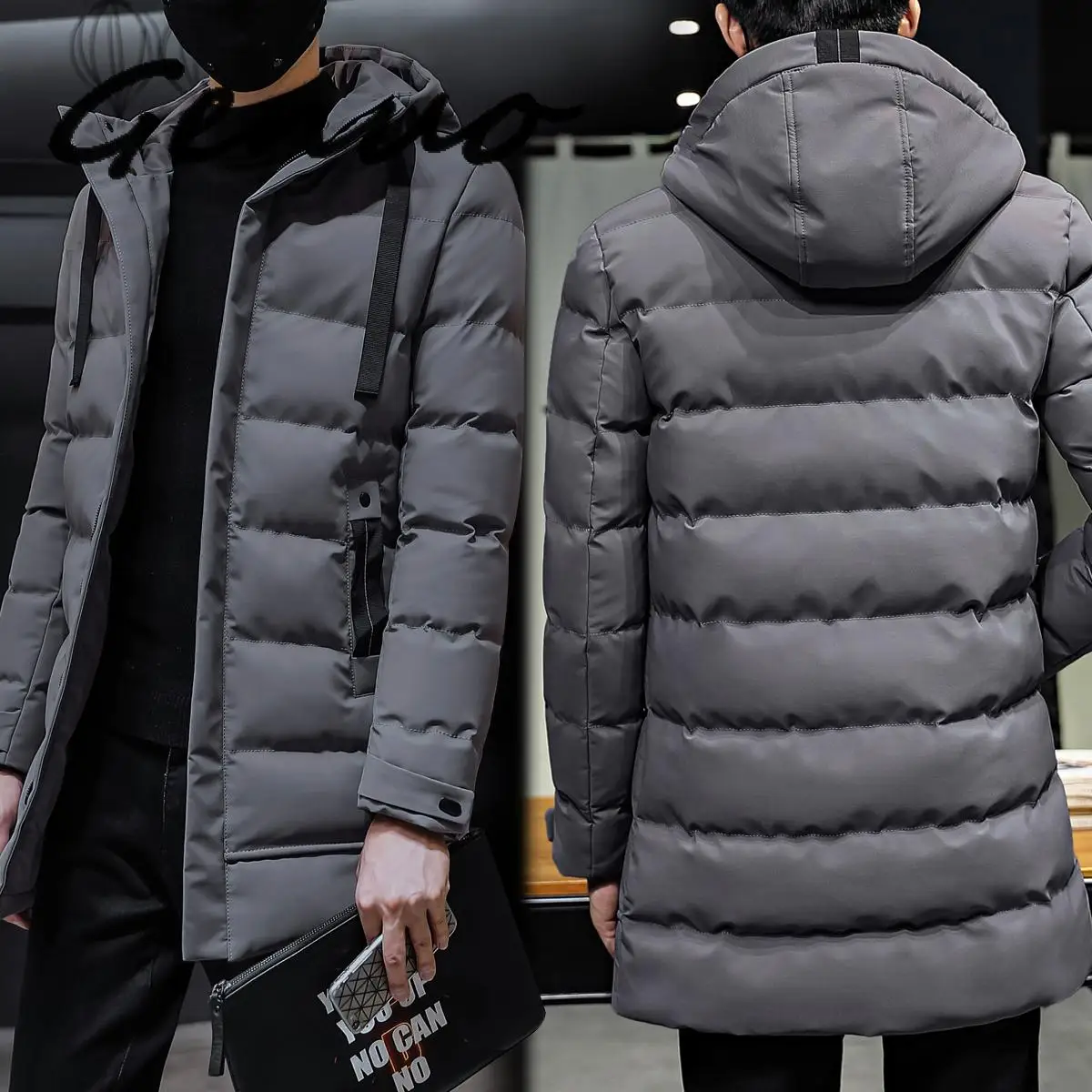 

Genuo 2019 New Winter Jackets Men Casual Long Thick Winter Coat Men Solid Parka Male Clothes Overcoat Outerwear