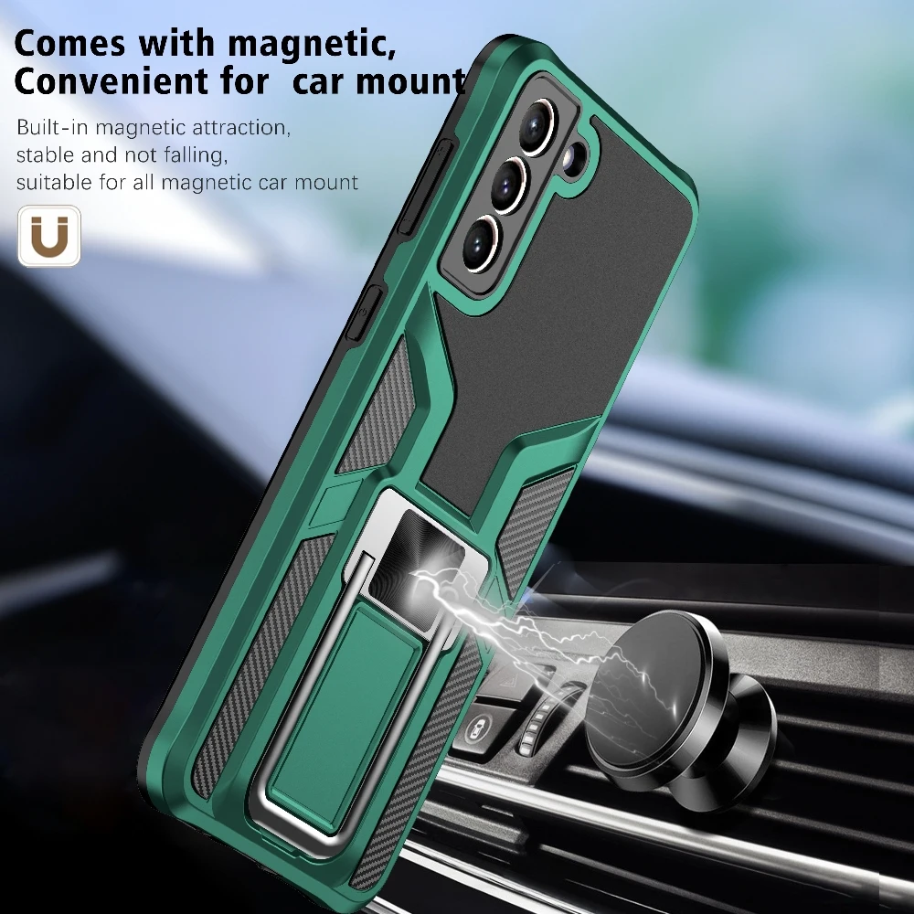 

sumkeymi Shockproof Armor Phone Ring Magnetic Holder Case For Samsung Note 20 U S20 Plus S20U S21 Plus S21U Hand Band Cases
