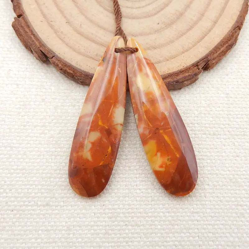 

Natrual Stone Water Drop Shape Orbicular Rhyolite Bird's Eye Earrings 40x11x5mm 6g semiprecious stone Trendy Jewelry Earrings