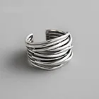 Простое винтажное многослойное кольцо для женщин серебряного цвета богемное регулируемое кольцо на палец геометрические Открытые Кольца неправильной формы ювелирные изделия