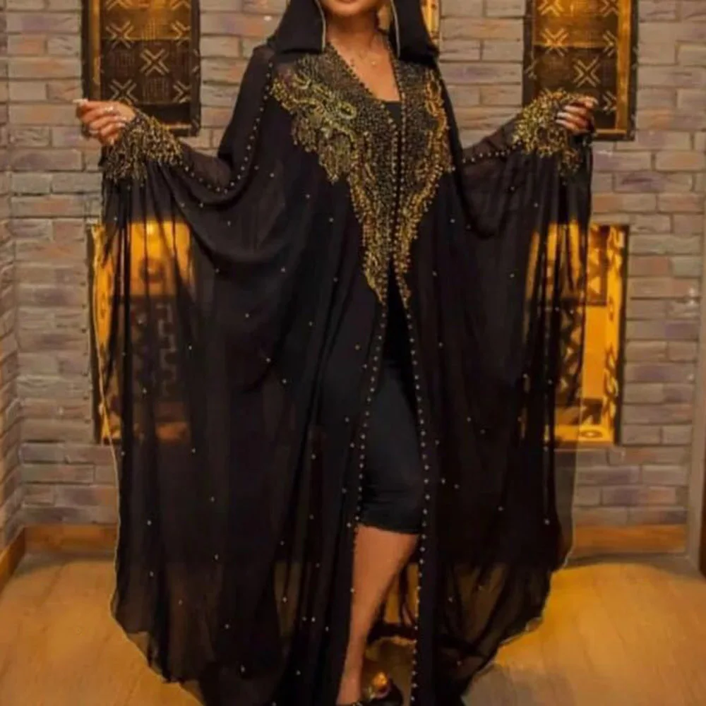 Мусульманское Макси платье Abaya Jilbab однотонное двухкомпонентное размера плюс с