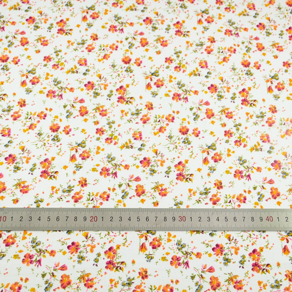 Новое поступление хлопковая простая ткань оранжевый и красный цветок