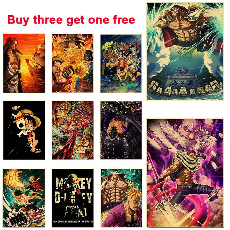 

Buy Three Get Four Japanese Animation Character Poster Kraft Paper Poster Small Bar Cafe Study Bedroom Decoration Home Decor
