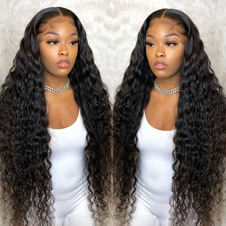 13x6 HD Lace Front Human Hair Wigs 30 Inch Brazilian Deep Wave Lace Frontal Wig 250% 4x4 5x5 Lace Closure Wig Prelucked Hairline