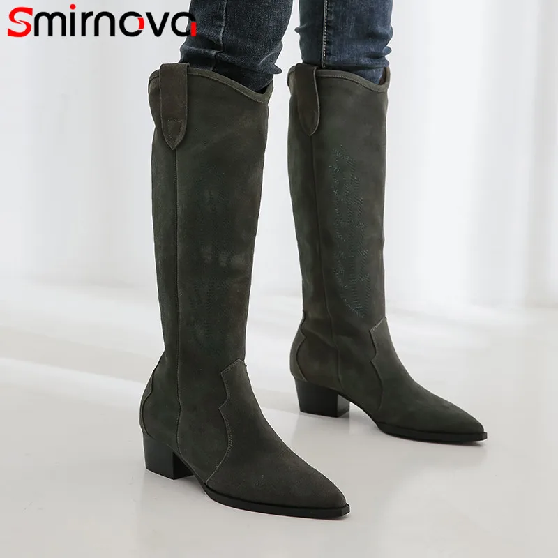Smirnova/Лидер продаж 2020 года Сезон осень зима Сапоги до колена Женская повседневная