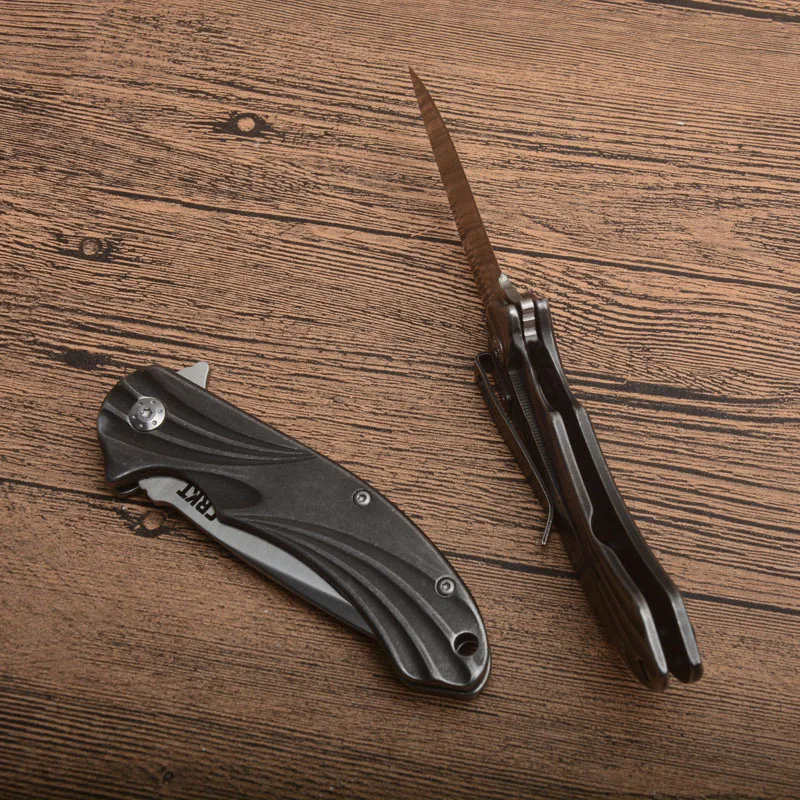 

folding pocket outdoor camping hunt knife 8CR13MOV blade all steel+stone wash handle Tactical Survival knives EDC tool cr6016