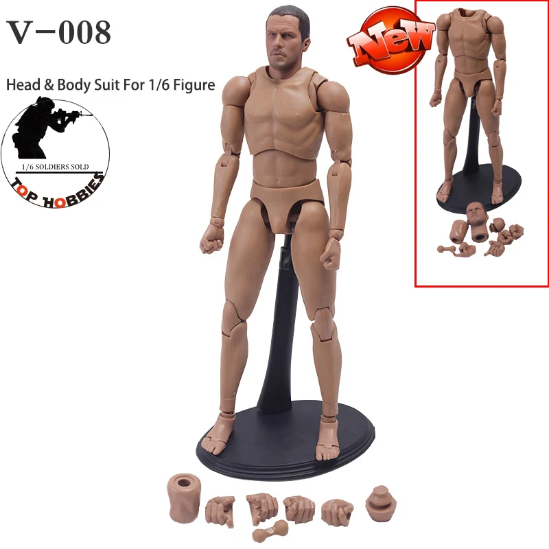 

Veryhot Hot toys 1/6 Nude Figure Body Action 1:6 Scales Male Body V-008 Silm Shoulder V1-N Conner Head Sculpt Set For 12 inches