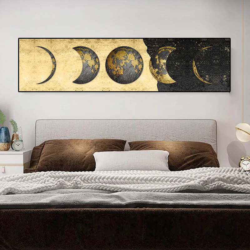 Золотой Луны холст картины золото Фольга Moon художественные плакаты и принты