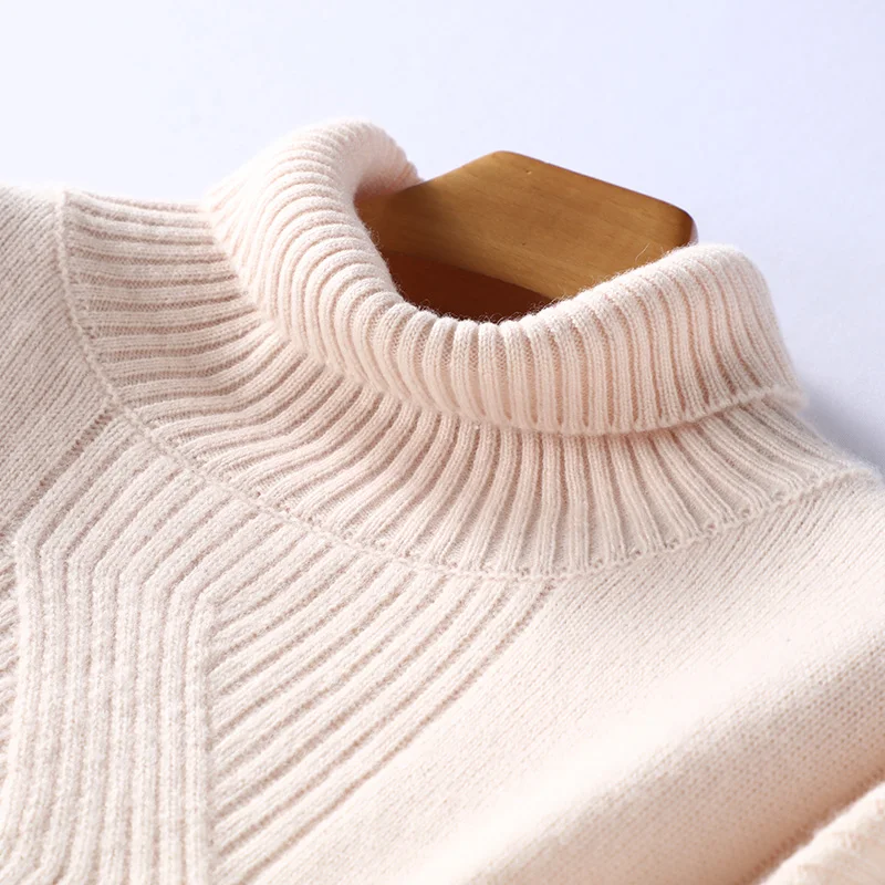 ALKMENE Женский кашемировый вязаный свитер средней длины с высоким воротом