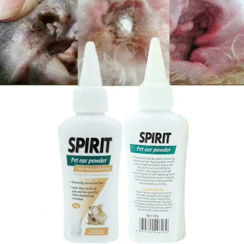 Pet ушной порошок для собак и кошек Ухо Уход за здоровьем легко удалить волос