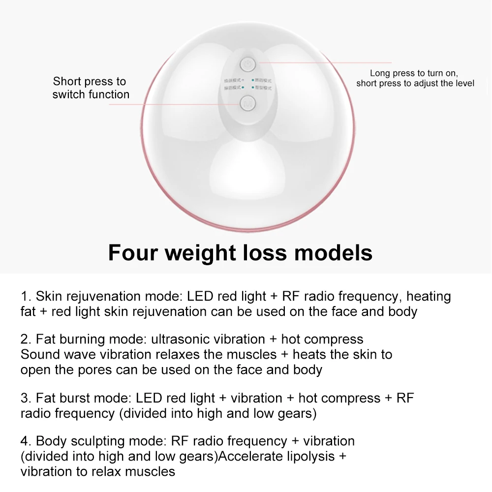 

Ultrasonic Body Massager Face Reduction RF LED Red Light Vibration Anti cellulite Fat Burner Weight Loss Facial Slimming Machine