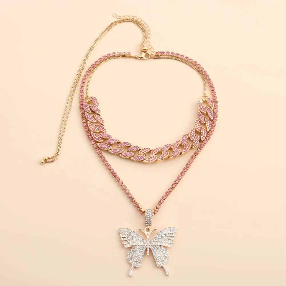 2 шт./компл. Роскошные блестящие массивные Стразы колье-чокер в стиле хип-хоп с