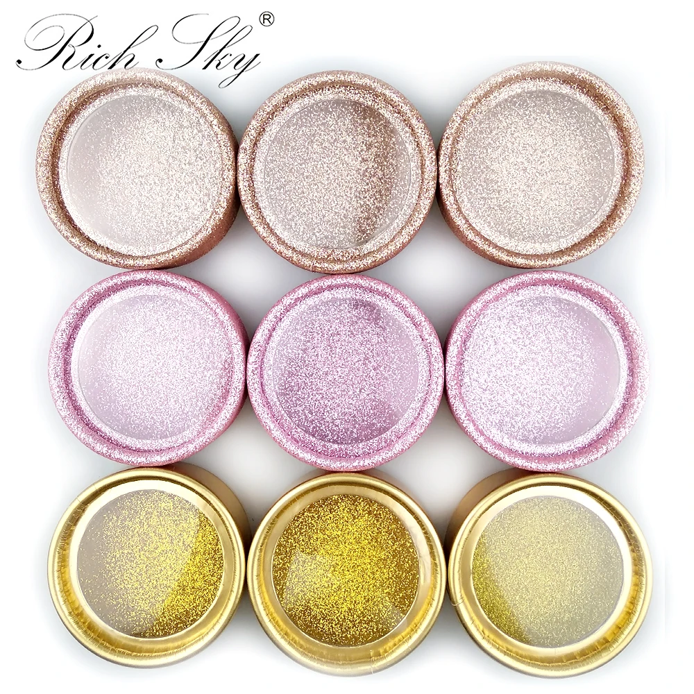 Круглая коробка Rich sky с блестящей бумагой на заказ|Накладные ресницы| |