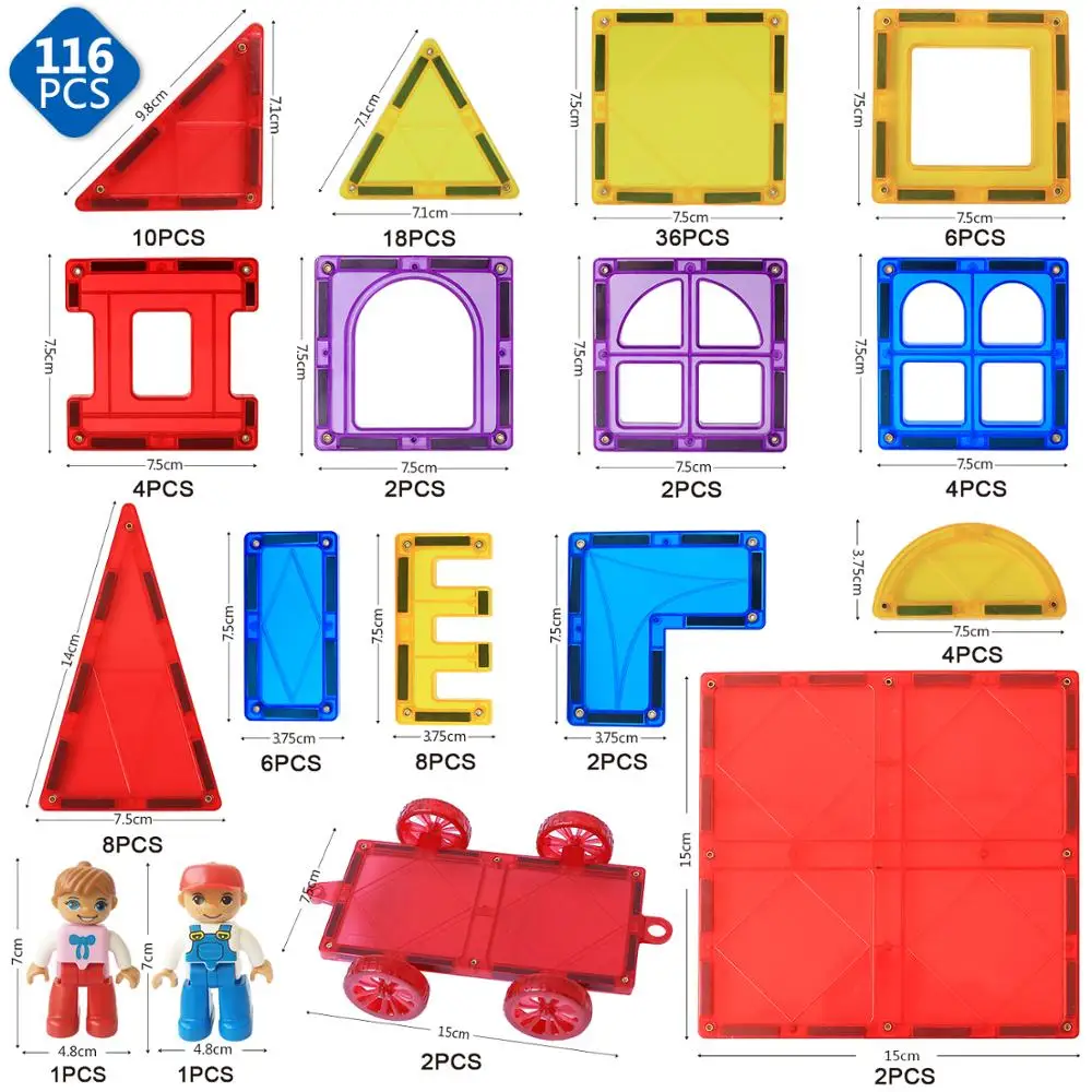 Big Size Magnetic Bricks Building Blocks Set Constructor Games Magnet Designer Tiles Educational Toys for Children | Игрушки и хобби