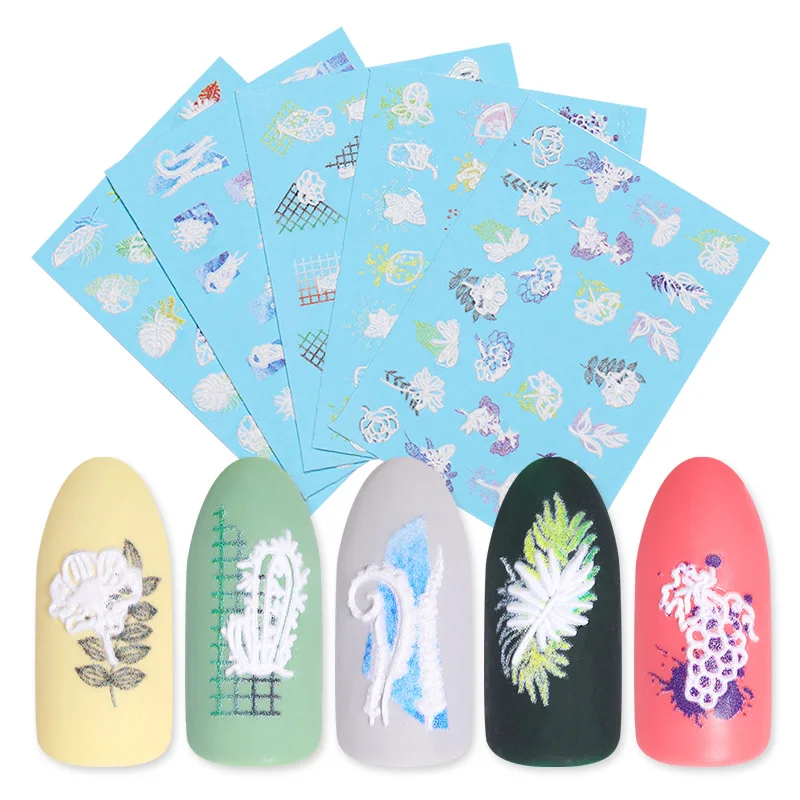 1 лист цветные наклейки на ногти смешанные узоры для ногтей растения переводные