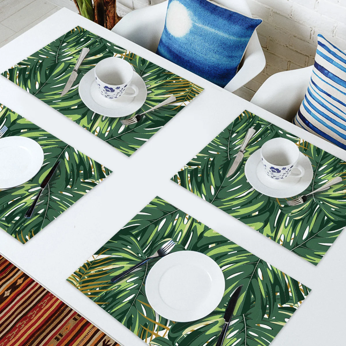 4 6 штук в партии комплект Коврики на стол тропические растения монстера печатных