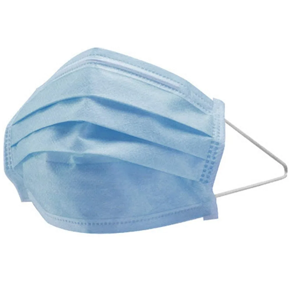 Одноразовые маски для лица 3 слоя из нетканого материала с фильтром от бактерий и крючками для ушей. Высокая эффективность бактериальной фильтрации BFE.