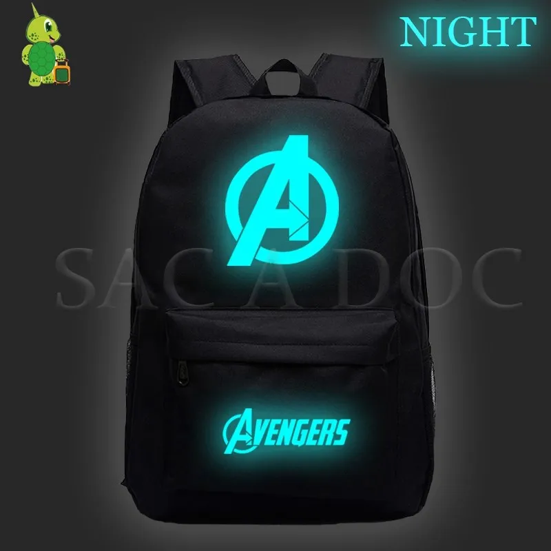 11black Новинка, рюкзак Mochila, Мстители, женский, мужской, рюкзак, светящийся, для подростков, школьные сумки, Капитан Америка, дорожная сумка для ноутбука - Цвет: 11black