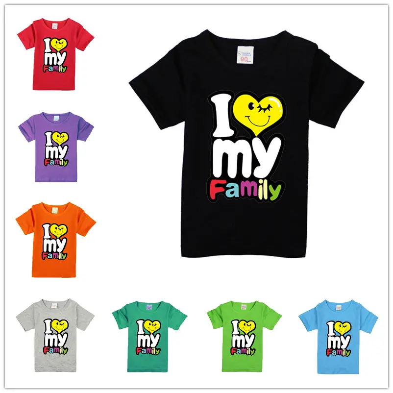 Summer Children Clothing Boys Girls T-Shirt Cotton I love family Short Sleeve Infant Kids Tops Casual T-shirt 2-15Y Shirt | Детская