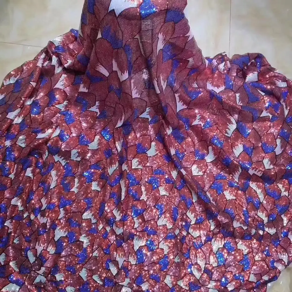 8 цветов (5 ярдов/шт.) блестящая африканская кружевная ткань с блестками