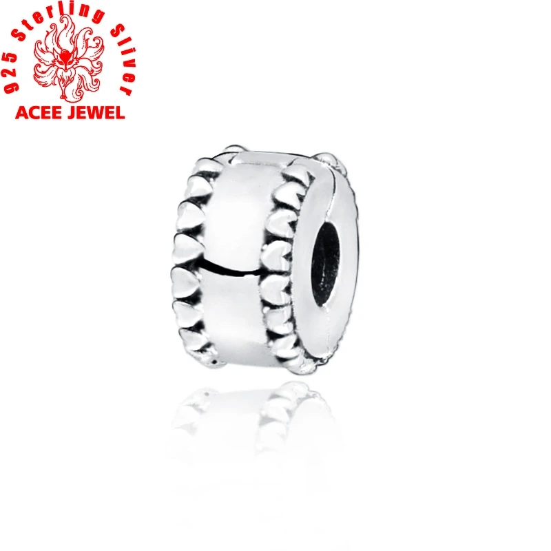 

2019 autumn New 925 Sterling Silver Beads Beaded Hearts Clip Charms Pendant fit Original pandora Bracelets Women DIY Jewelry