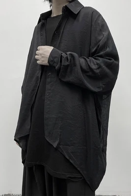 Black long-sleeve shirt women's design sense of the small crowd drape summer thin sun-proof top | Женская одежда