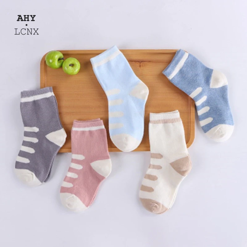 5 парт/лот хлопковые полосатые носки для новорожденных осенние весенние детские