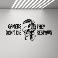 gamers dontt die they respawn wall decal video game gifts kids ps4 xbox gaming quote poster stickers boys room playroom g143