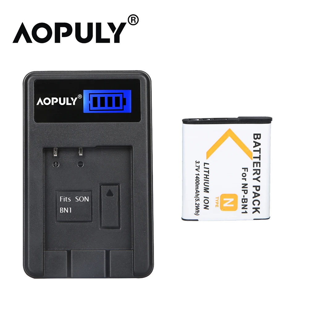 Аккумулятор AOPULY BN1 NP + зарядное устройство USB с ЖК дисплеем для цифровой камеры Sony