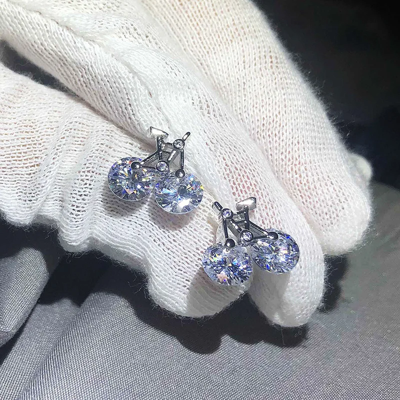 Женские серьги-гвоздики из серебра 925 пробы с натуральным кристаллом | Украшения