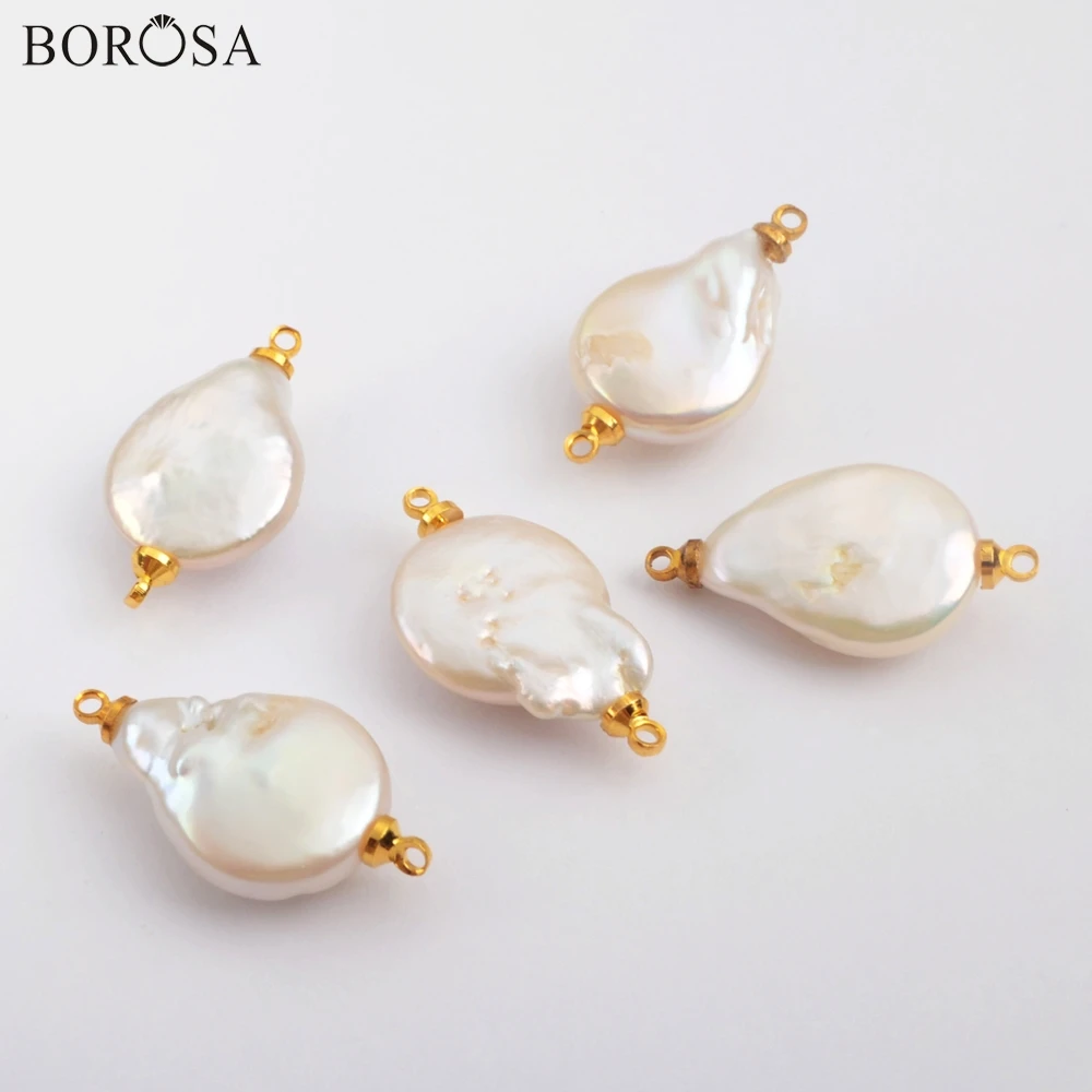 BOROSA 10 шт. натуральный жемчуг с мульти CZ проложенный разъем Пресноводный Жемчуг Двойные подвески и Радуга CZ ювелирных изделий G1903