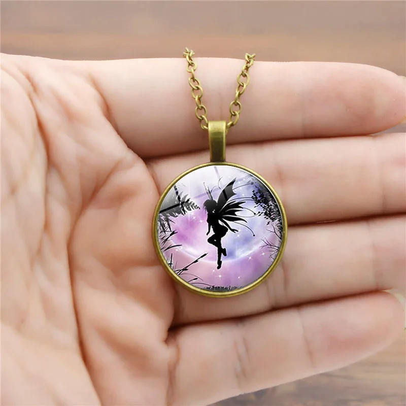Мода 2020 волшебная фея девочка узор Светящееся Стекло купольное ожерелье Женское