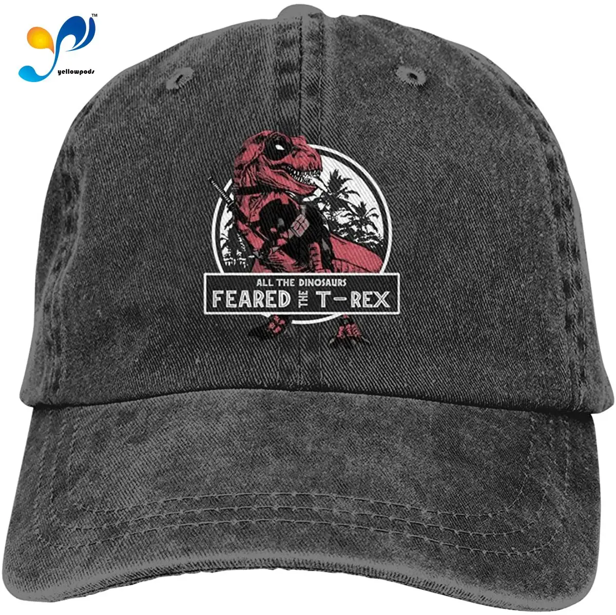 

All The Dinosaurs Feared The T Rex Sports Denim Cap Adjustable Snapback Casquettes Unisex Plain Baseball Cowboy Hat Black