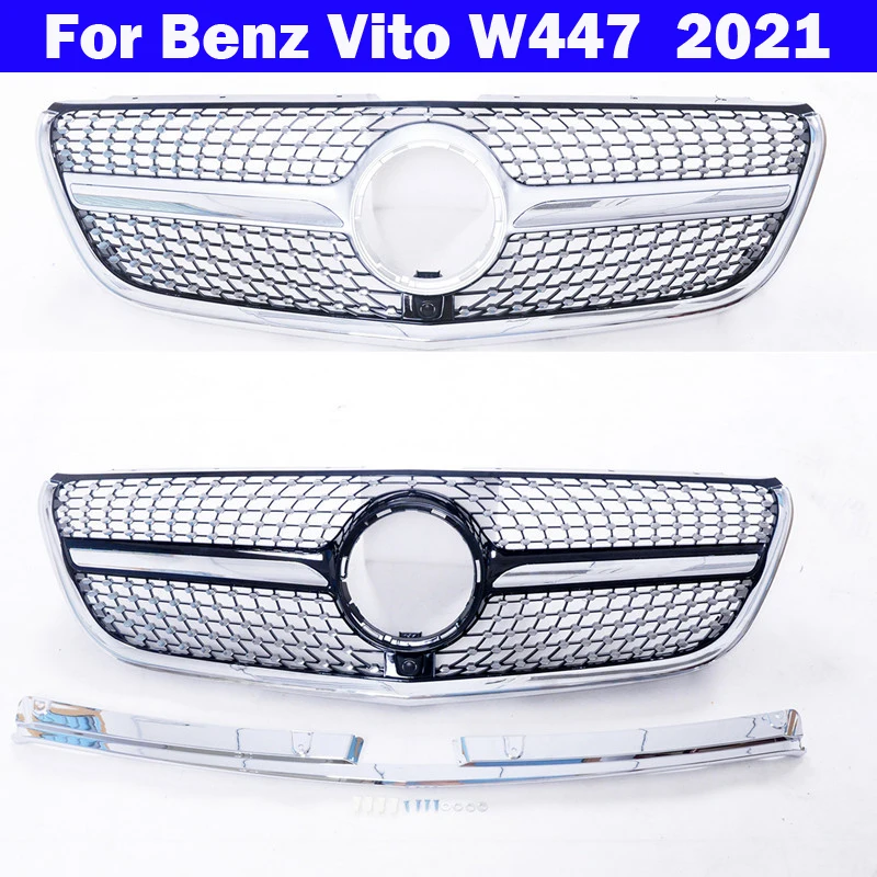 

Car Styling Center Grill For Mercedes-Benz Vito W447 2021 Modified for Diamond style Front Bumper Vertical Bar Middle Grill