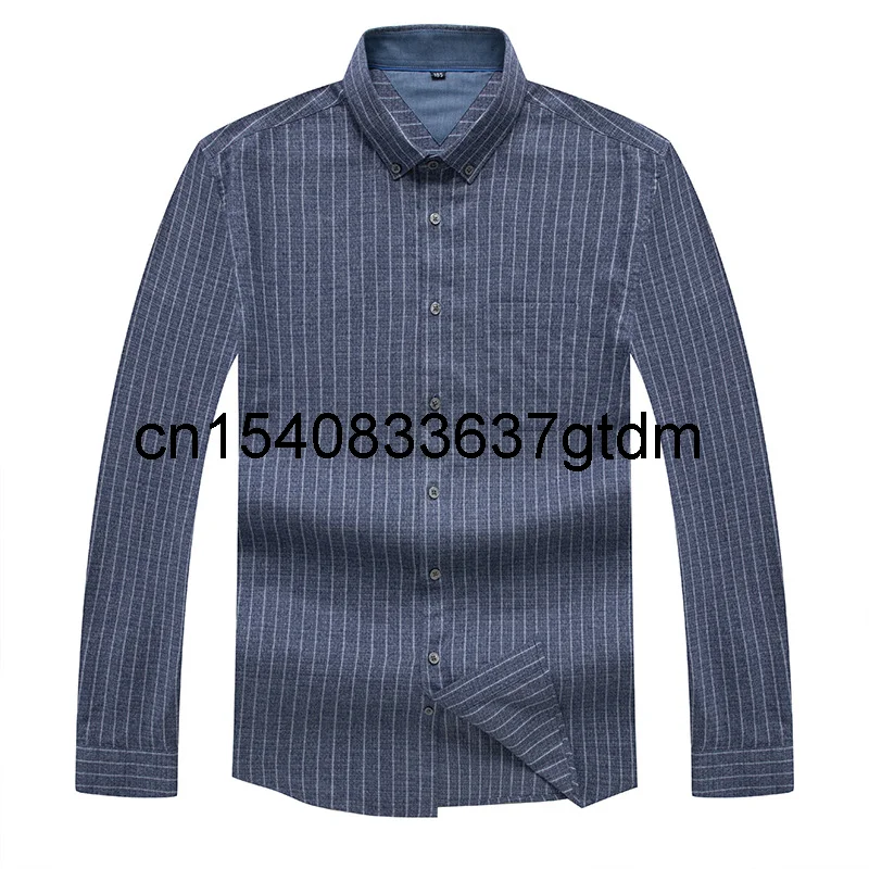 

Fat plus size long sleeve shirt for business men with cotton Lapel Stripe Shirt