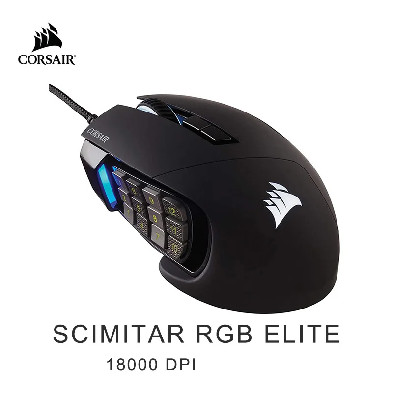 Мышь игровая CORSAIR SCIMITAR RGB ELITE мышь MOBA/MMO черная со светодиодной подсветкой 18000 DPI