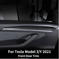 for tesla model 3 2021 accessories new car front door decoration sticker model y interior matte carbon fiber abs door side trim